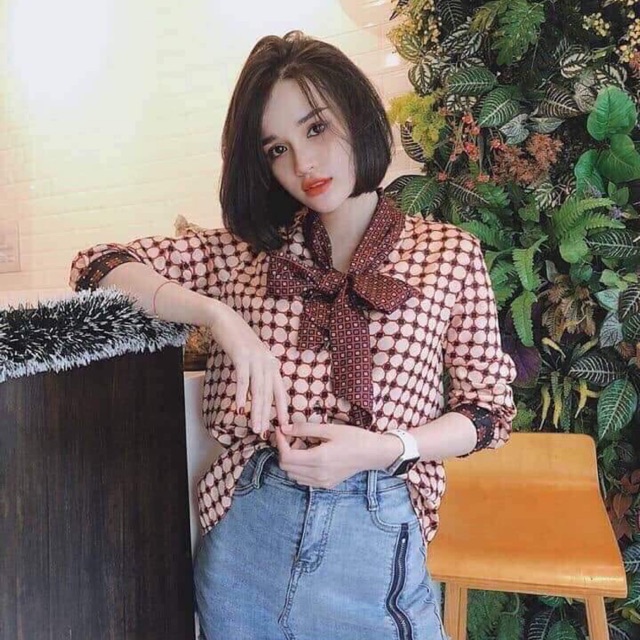 Sơ mi zara cổ nơ