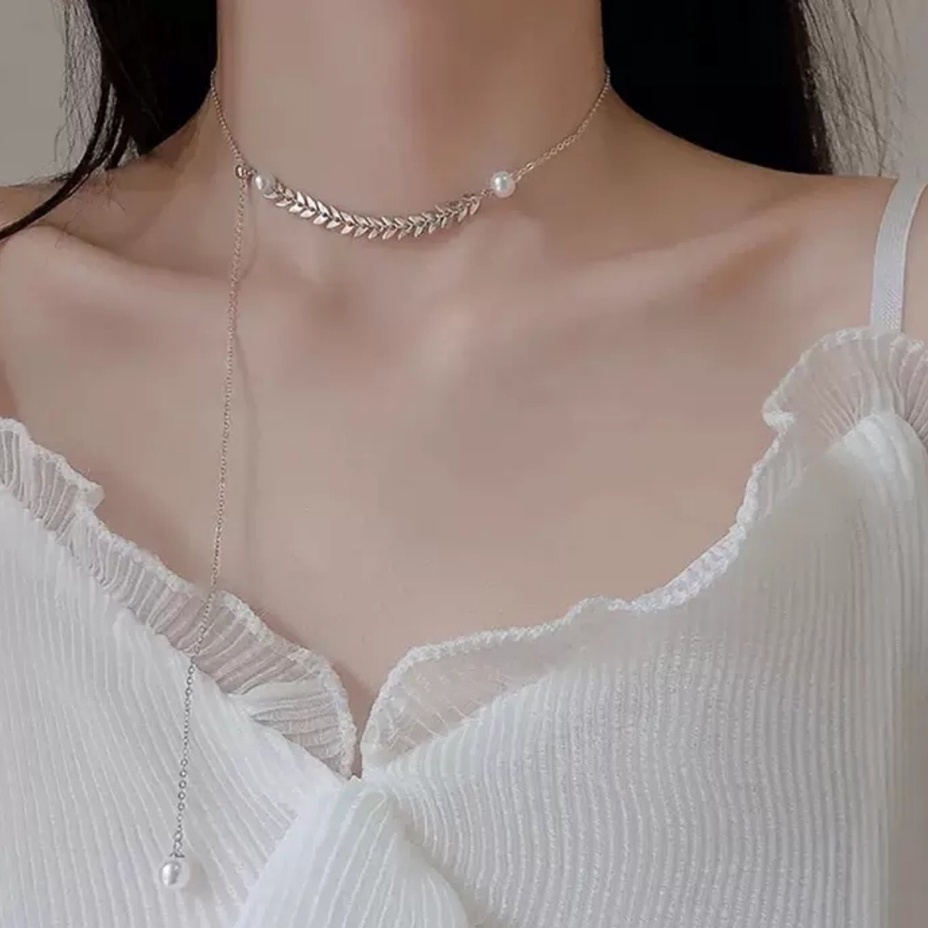 Dây chuyền bạc ý 925 lúa mạch vòng cổ nữ thời trang