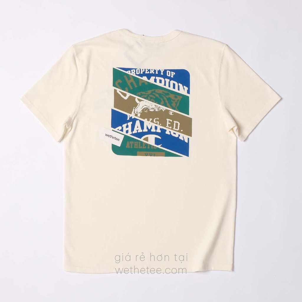 Áo Champion Heritage Spliced Logos, Chalk White