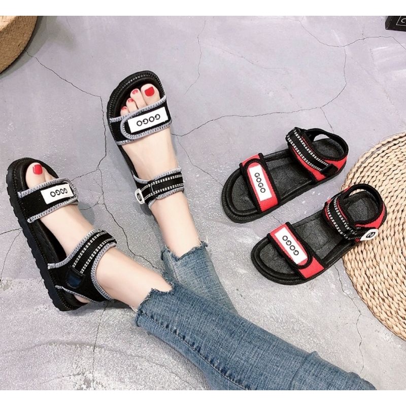 Sandal học sinh nữ quai ngang chữ gogo siêu bền đẹp mã HV15