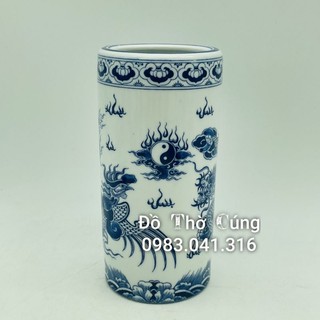 Ống cắm hương men lam,ống đựng hương