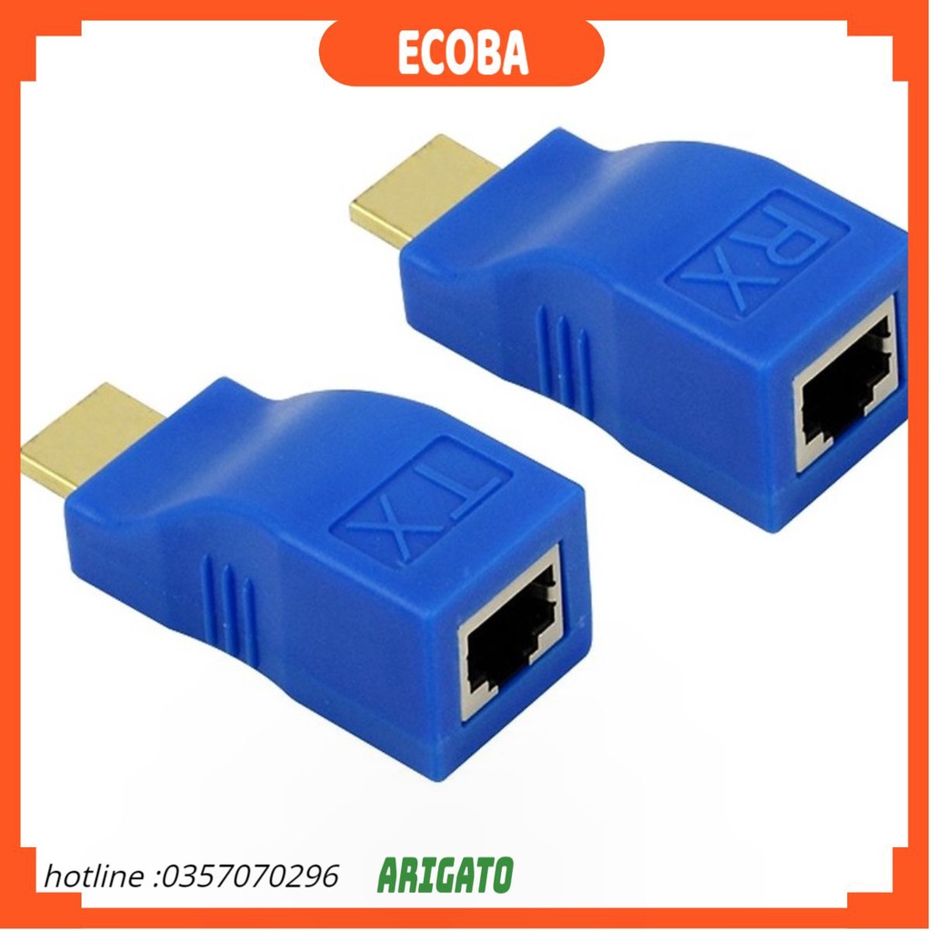 Bộ kéo dài HDMI Extender 30m, qua cáp mạng Cat5E,6 chuẩn RJ45 ECOBA