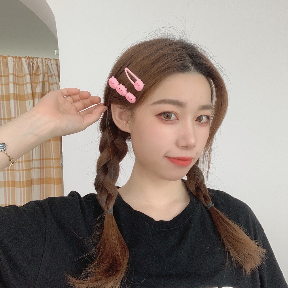 Kẹp Tóc Nhựa Hình Chú Heo Hoạt Hình Dễ Thương Cho Nữ