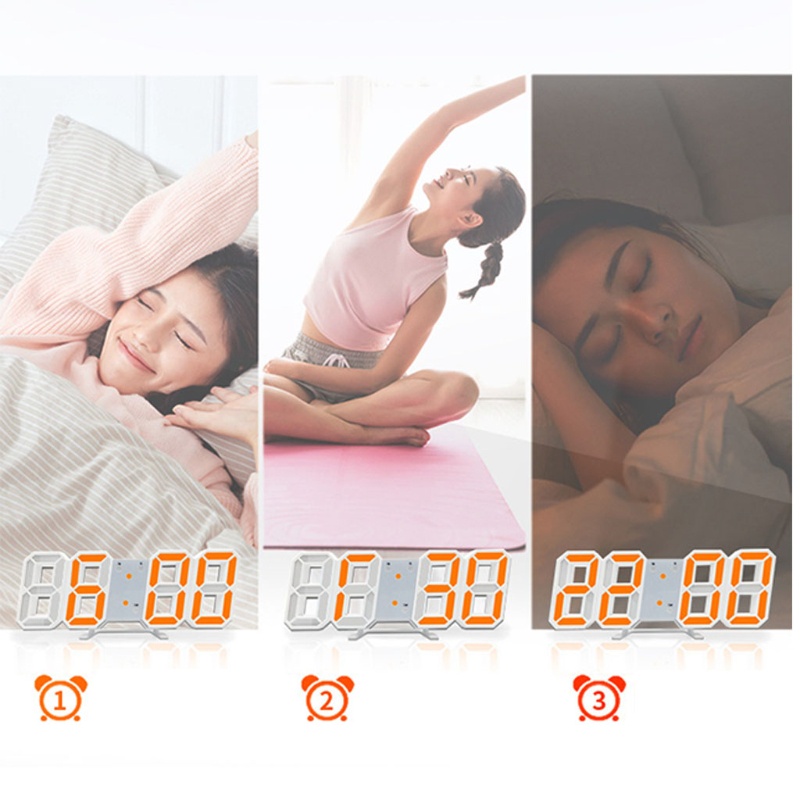 Đồng Hồ LED 3D Kỹ Thuật Số 12 / 24 Giờ Điều Chỉnh Độ Sáng Trang Trí Phòng Khách