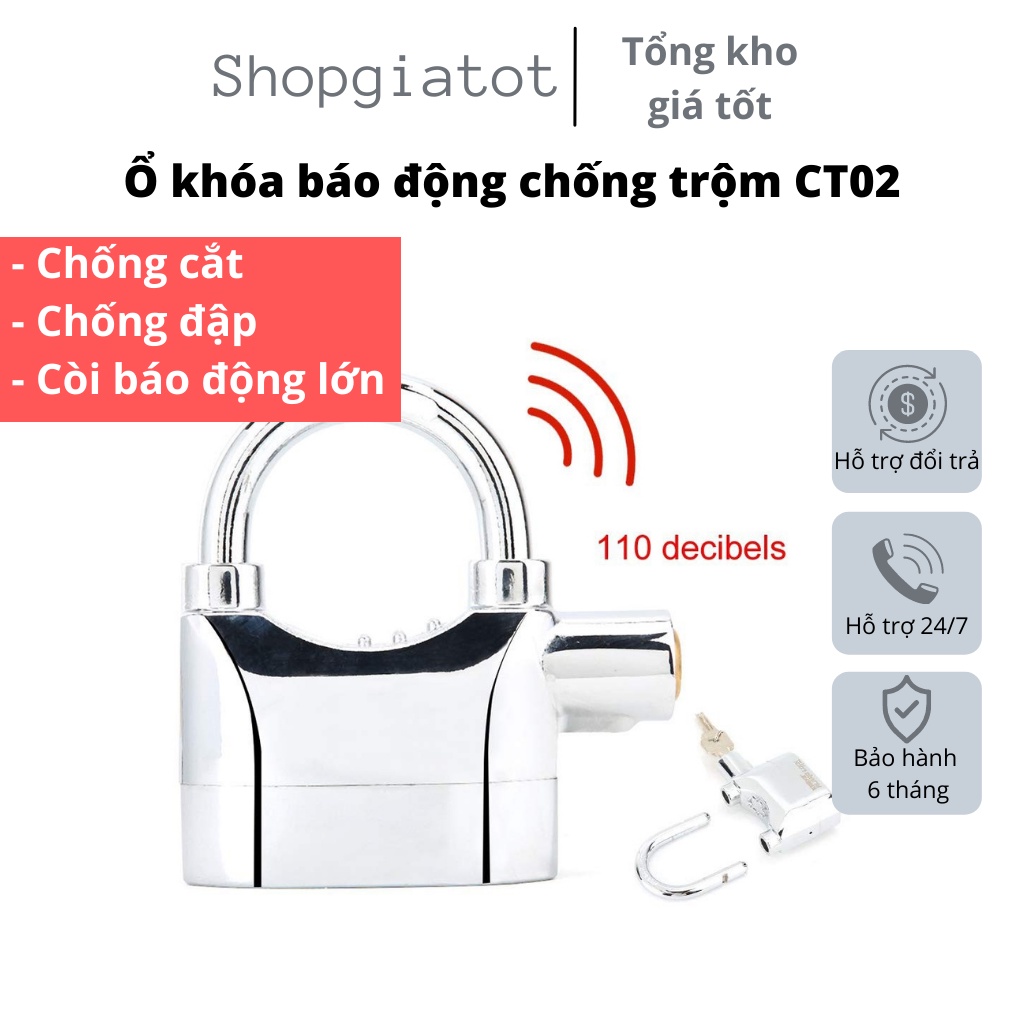Khóa Chống Trộm, Ổ Khóa Báo Động Chống Trộm Kinbar Ct02, Có Còi Báo Động, Chống Cắt, Phát Ra Âm Thanh Cực Lớn Thông Minh