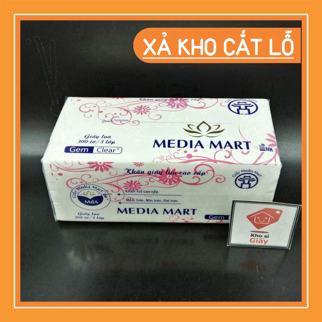 [Giá tốt] KHĂN GIẤY RÚT 3 LỚP MEDIA MART 300 TỜ