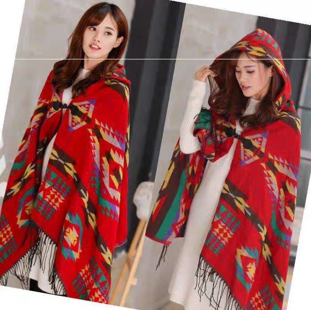 Order - Áo choàng có mũ thổ cẩm Vintage ( Có ảnh thật ) | BigBuy360 - bigbuy360.vn
