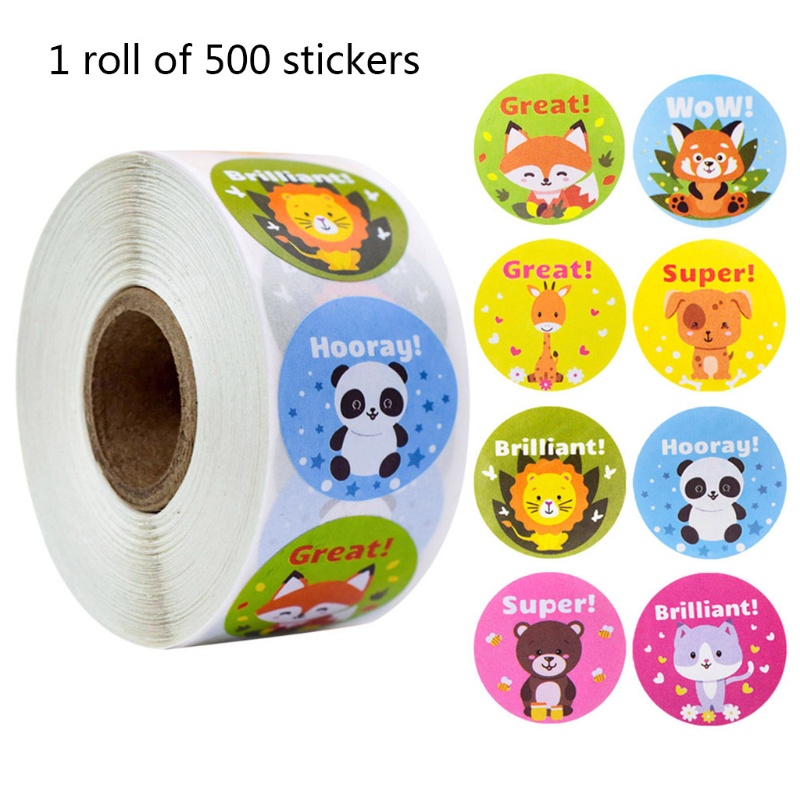 Cuộn 500 Nhãn Dán Hình Động Vật Dễ Thương Dùng Làm Đồ Thủ Công/Trang Trí Sổ Tay Cho Học Sinh
