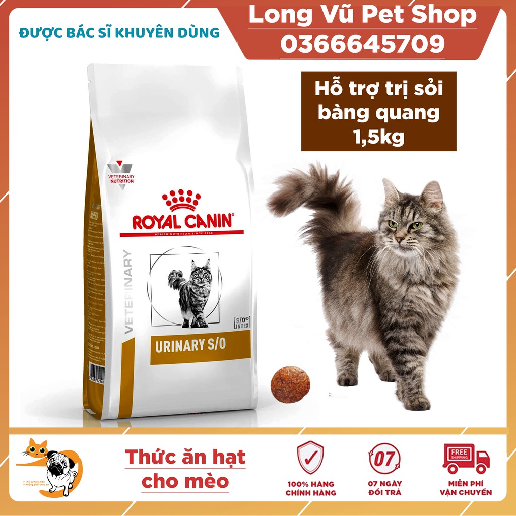 Thức ăn cho mèo bị bệnh sỏi thận Royal Canin Urinary S/O túi 1,5kg