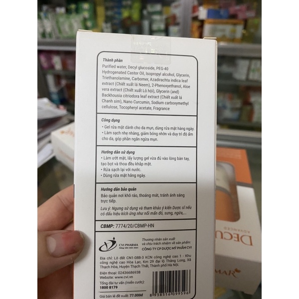 Sữa rửa mặt Decumar kiềm dầu ngừa mụn hiệu quả(dạng gel)