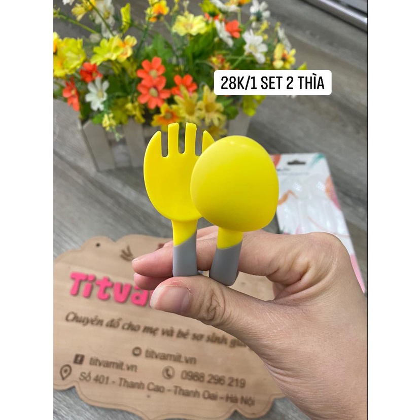 Set 2 Thìa Cong Misuta Chịu Nhiệt Cao, Thìa Ăn Dặm Cho Bé Tập Xúc