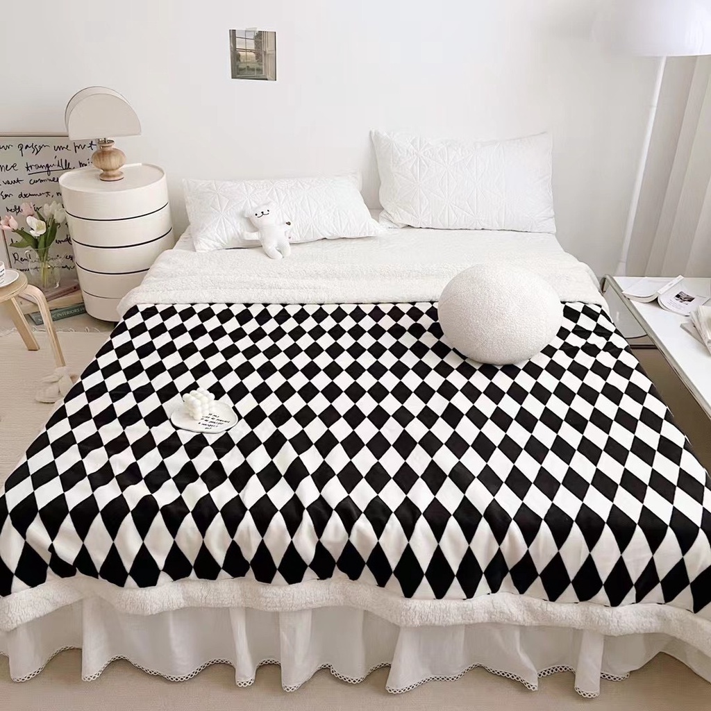 Chăn Lông Cừu Cao Cấp HIN BEDDING, Chăn Lông Cao Cấp Họa Tiết Dễ Thương, Chăn Lông Siêu Ấm Áp Đắp Đại Hàn KT 2mx2m3