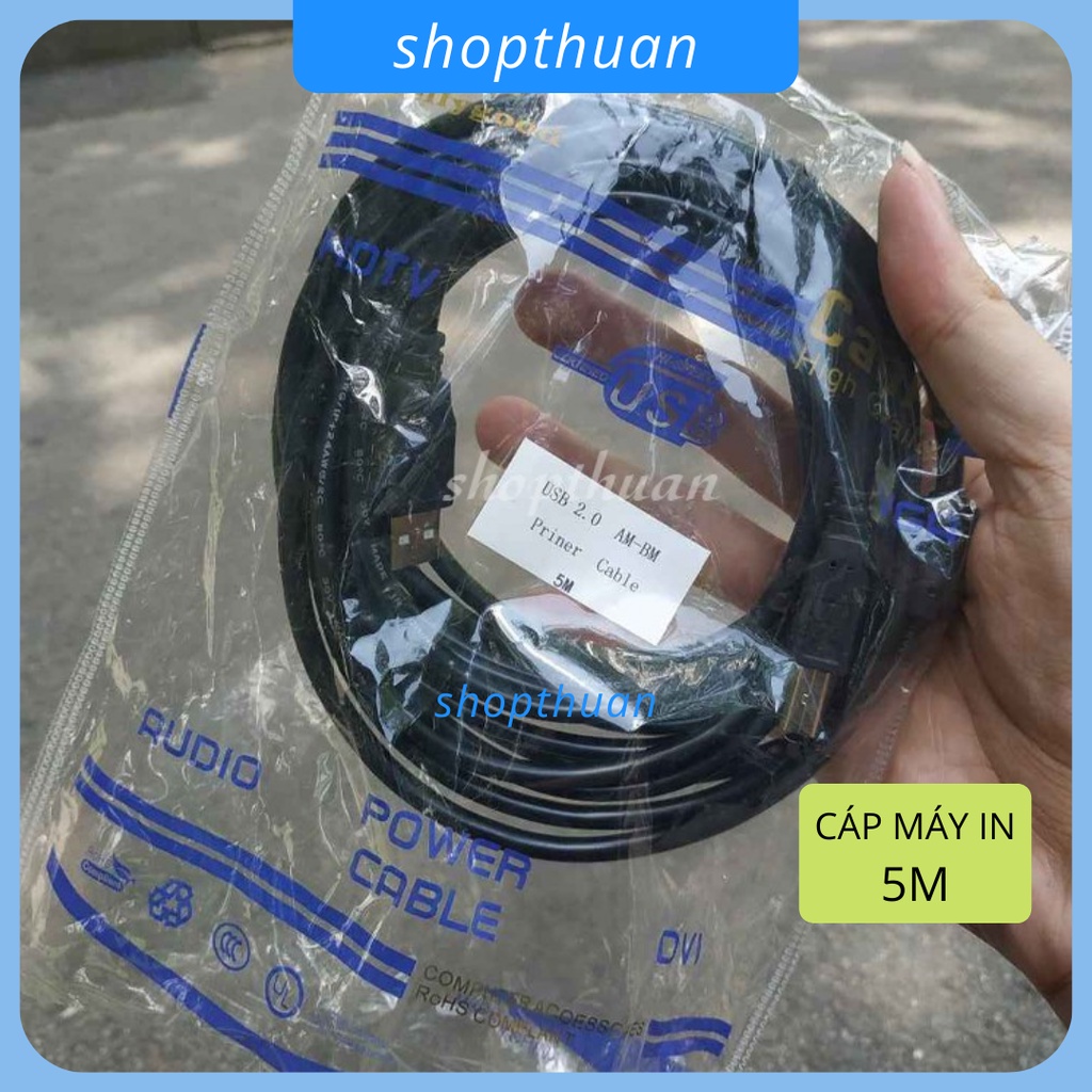 Cáp máy In dài 5m - 1 Đầu USB , 1 Đầu Cổng Máy In