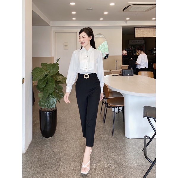 Sơ mi trắng dài tay A354 cổ đưc công sở chất liệu lụa hàn mềm mịn