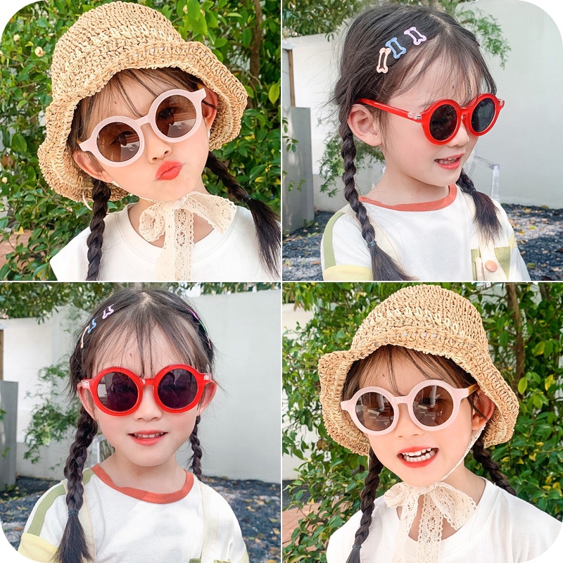 (AIMURUSI) COD Kính Mát Gọng Tròn Chống Tia UV Họa Tiết Gấu Dễ Thương Thời Trang Mùa Hè Cho Bé