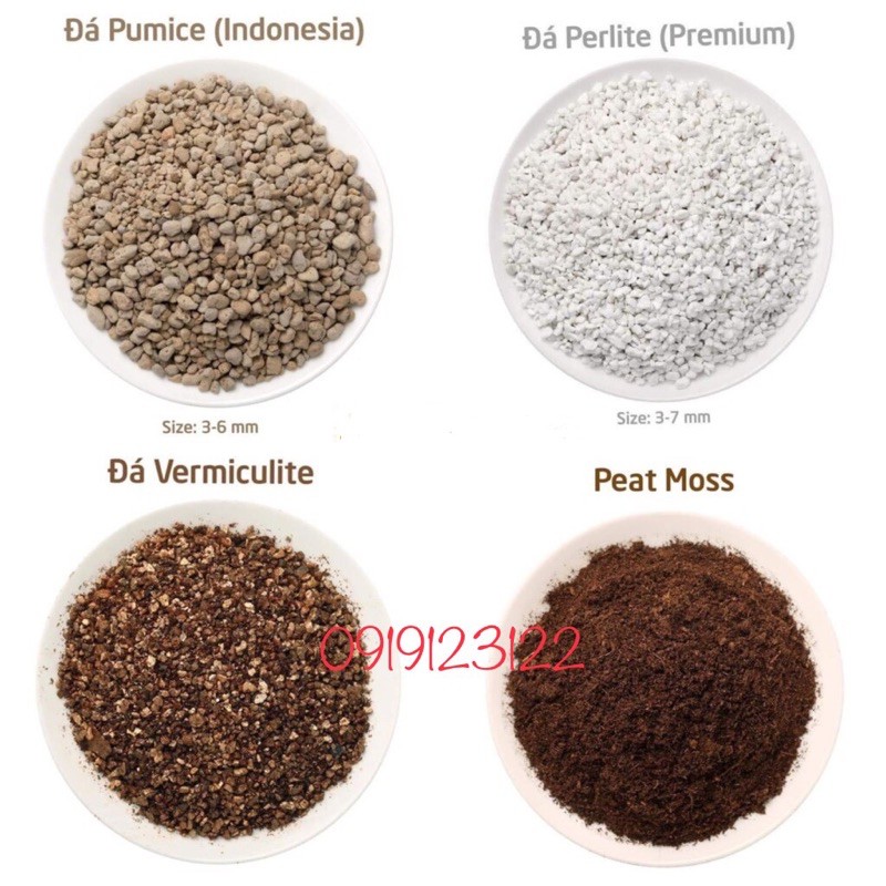Đá Pumice , Perlite, Vermiculite , Peast Moss
