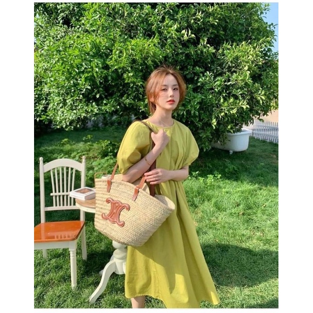 Váy kiểu xuông nữ, đầm xuông xanh bơ, váy RHSTORE