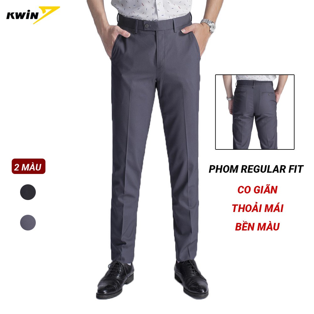 Quần Âu Kwin Arsitino Vải Co Giãn Regular Fit KTR00308 Màu Xám Size 31/32/33