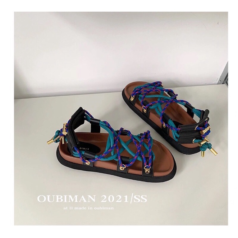 Dép Sandal Nữ Đế Dày Phối Dây Cho Nữ