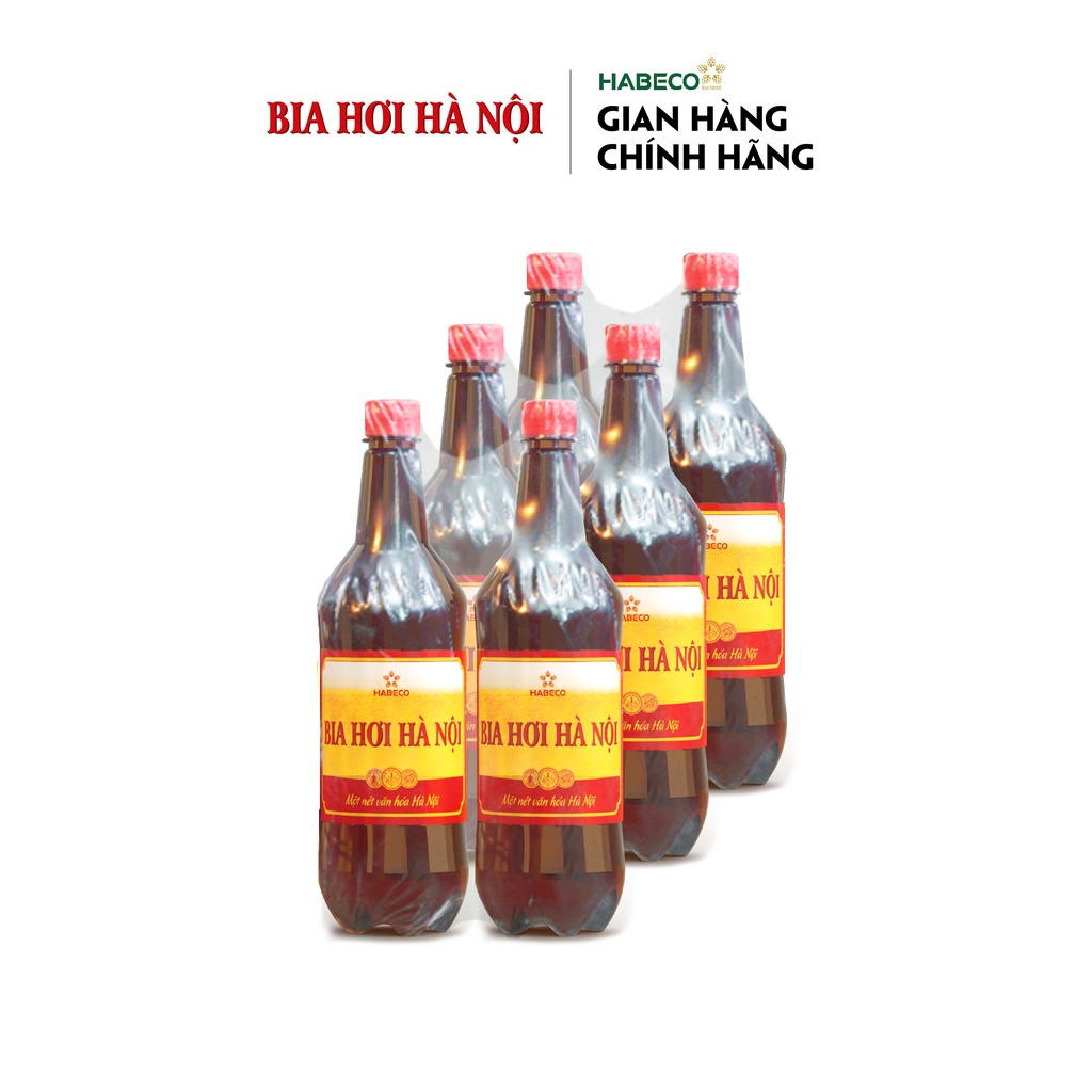 HỎA TỐC HÀ NỘI - Lốc 6 chai Bia Hơi Hà Nội - HABECO (1 lít/ chai)