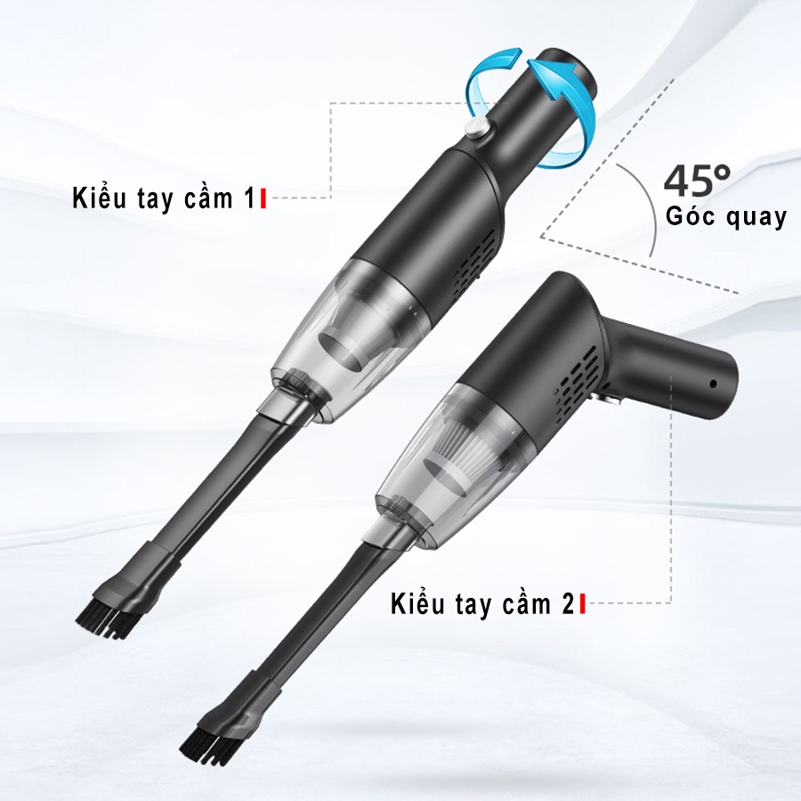 Máy hút bụi cầm tay mini - Máy hút bụi không dây đa năng lực hút siêu mạnh sử dụng hút bụi ô tô, bụi giường