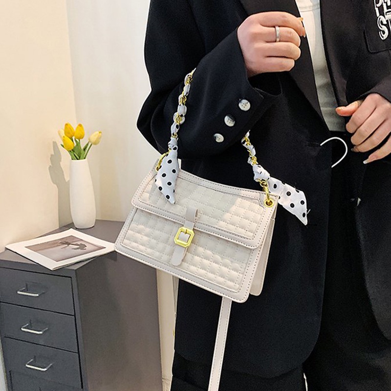 IELGY Túi Đeo Vai Hình Vuông Cỡ Nhỏ Vải Lụa Phối Dây Xích Thời Trang Cho Nữ