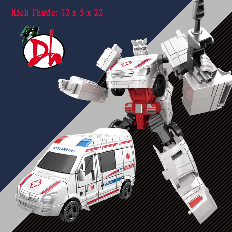 Mô hình đồ chơi robot optimus biến hình máy bay, xe cứu thương, xe đầu kéo cho bé