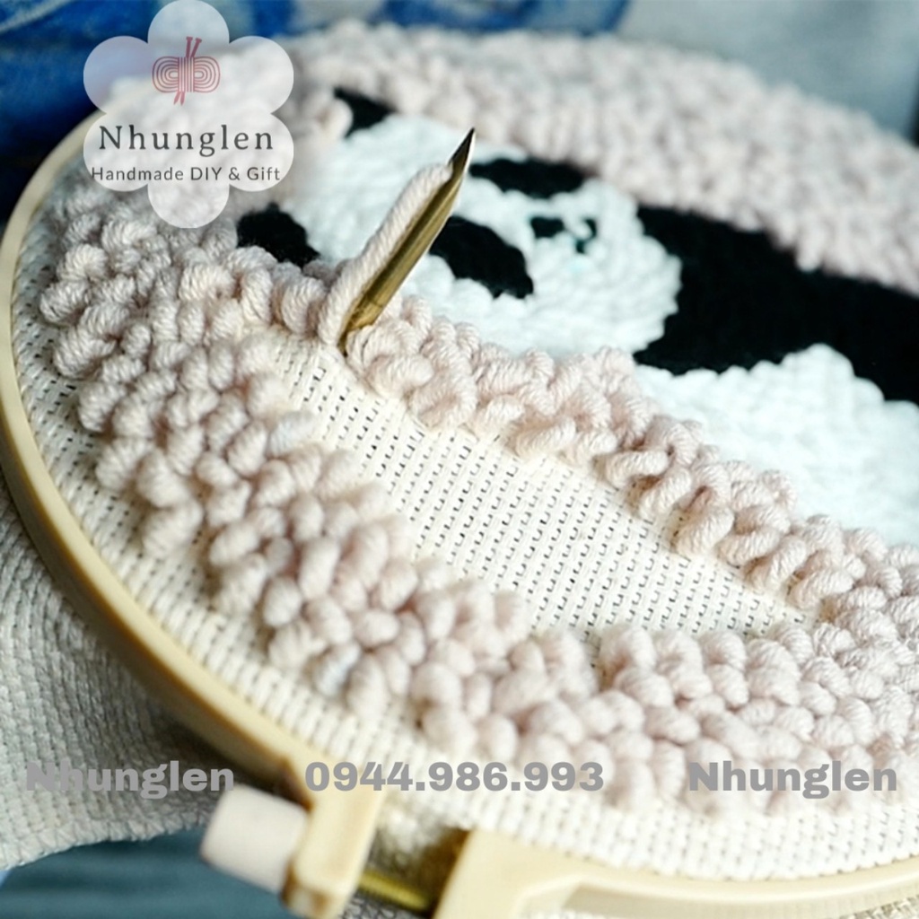DIY Bộ Thêu Len Xù Gấu Trúc Panda - Punch Needle Decor - Qùa Tặng Handmade Ý Nghĩa