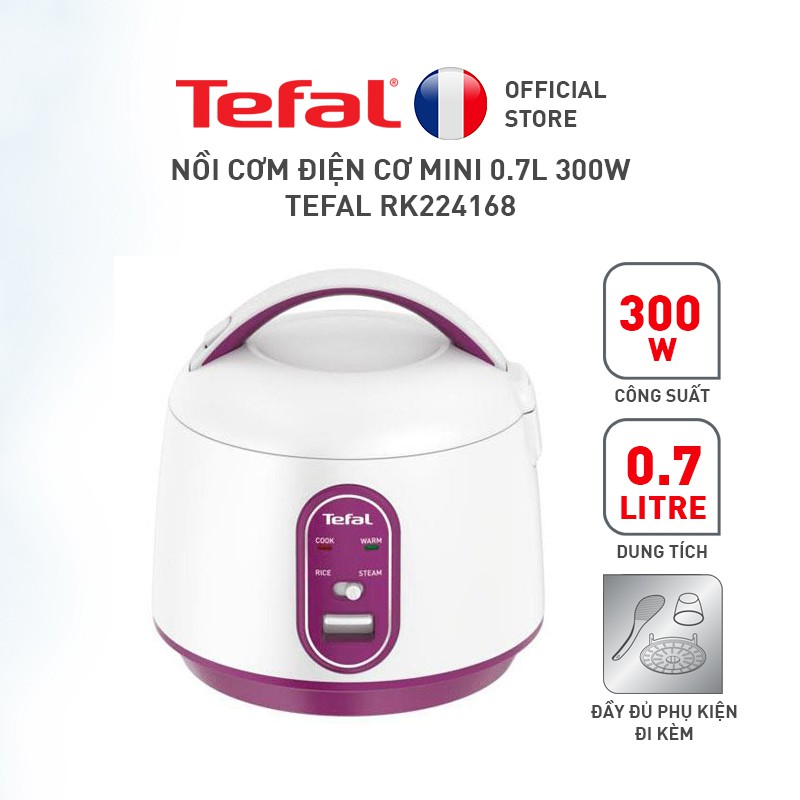 [Mã ELTEFAL09 giảm 5% đơn 500K] Nồi cơm điện cơ Mini Tefal RK224168 0.7L 300W
