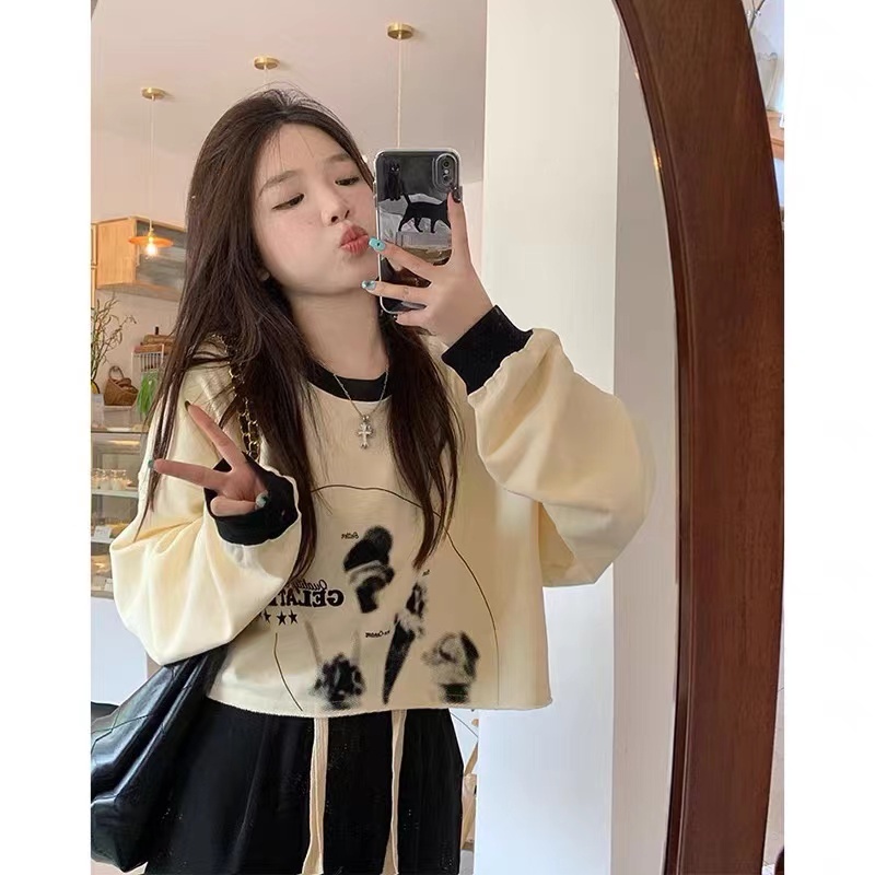 Áo Nỉ Dài Tay Dáng Rộng Thiết Kế Giản Dị Thời Trang