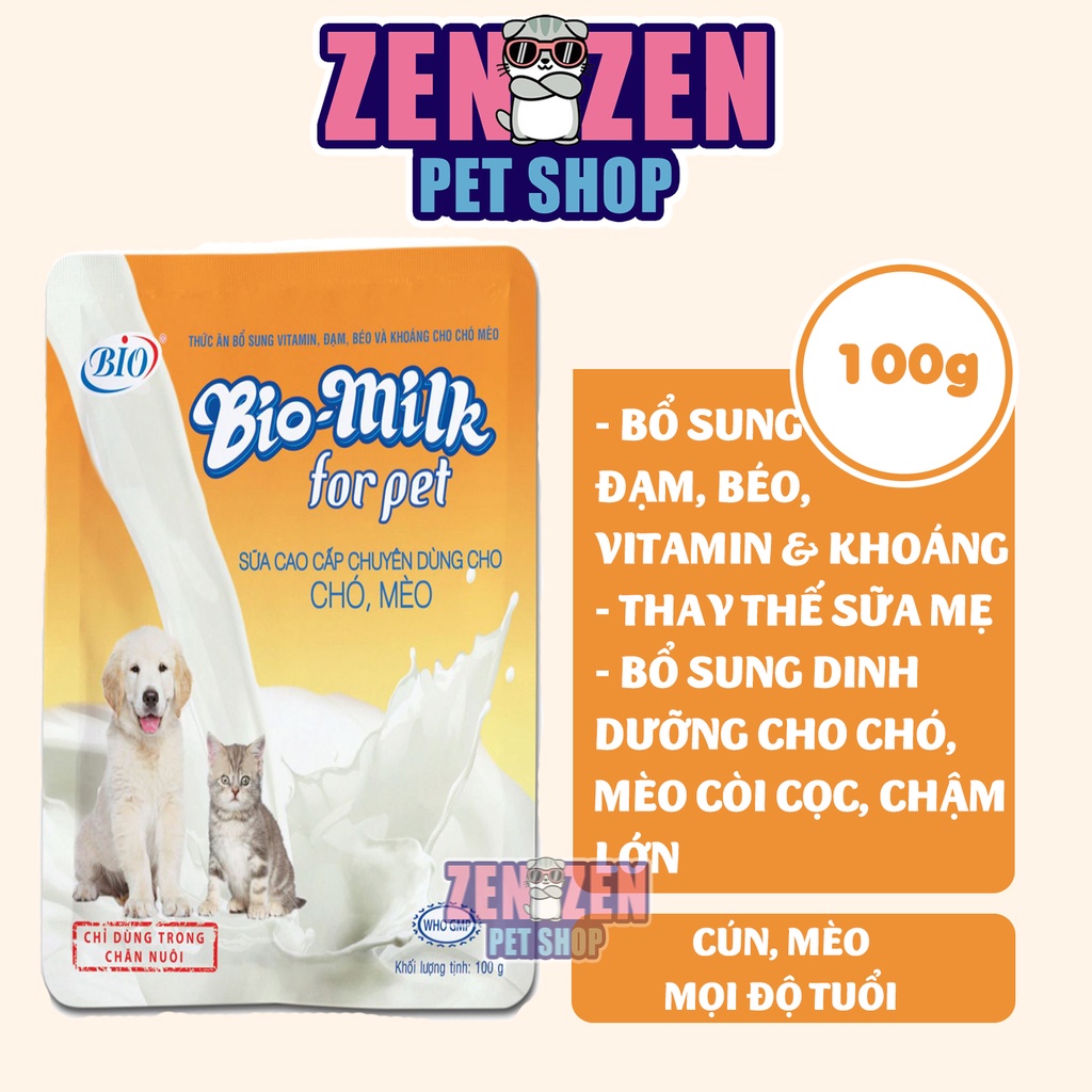 Sữa Bột Cao Cấp Chuyên Dùng Cho Chó Con, Mèo Con - Bio Milk For Pet - 100gr - Biomilk