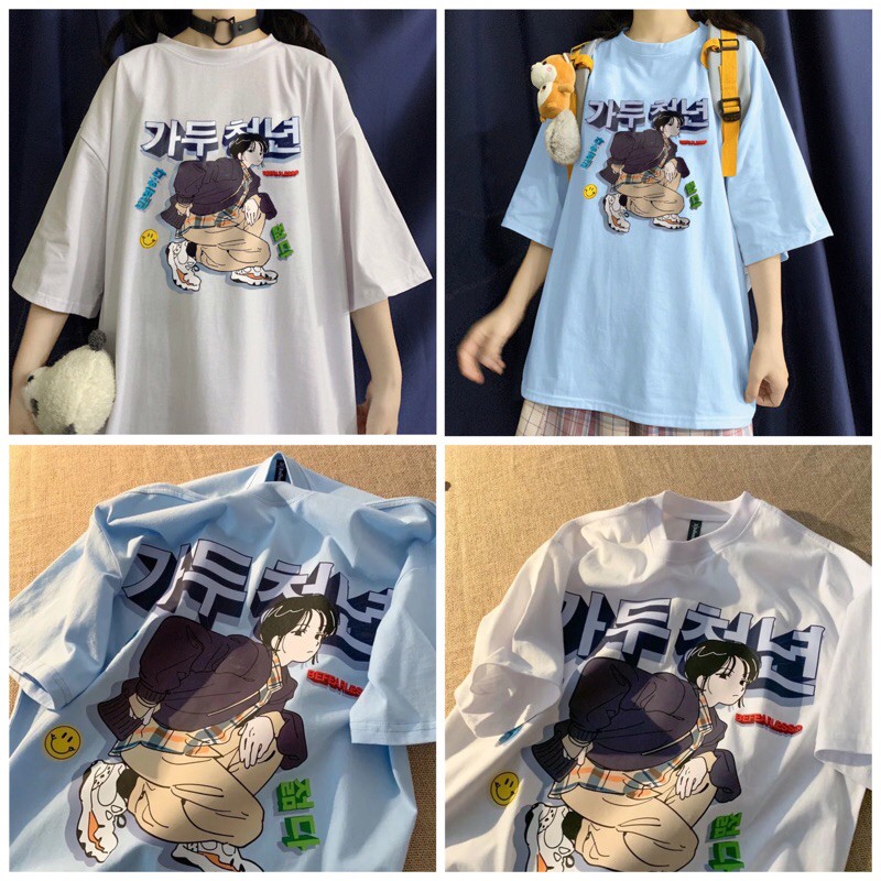 Áo phông unisex tay lỡ form rộng Áo thun nam nữ cổ tròn freesize