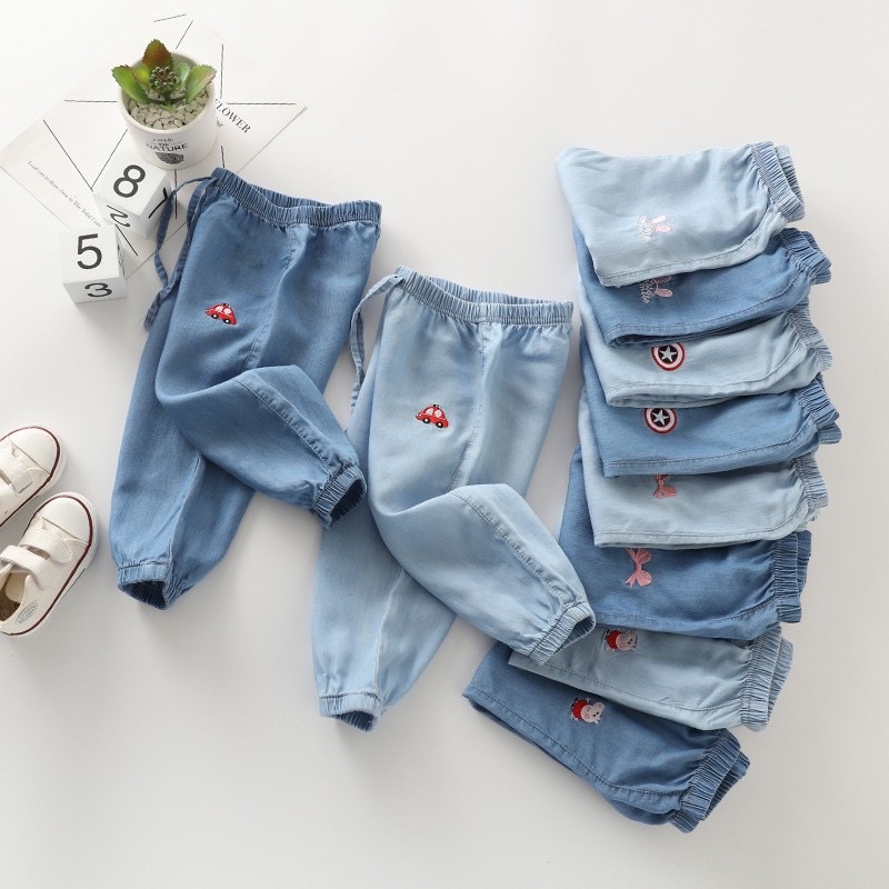 Quần bò giấy cotton siêu mỏng mát cho bé đi học, mặc điều hoà, mặc đi nắng