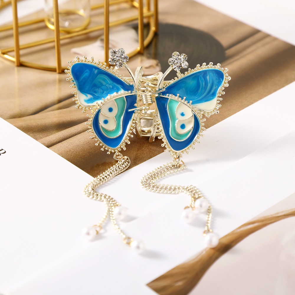 Kẹp tóc Haimeikang bằng kim loại hình bướm đính đá phong cách vintage