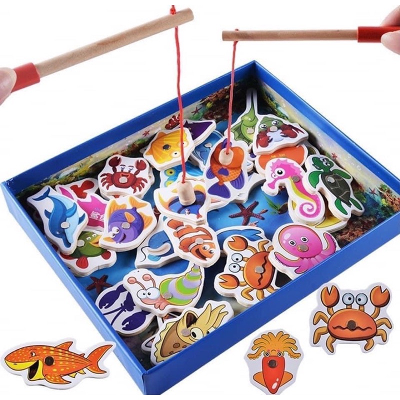 Câu cá nam châm gỗ