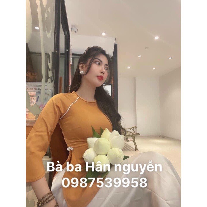 Bộ lam bà ba ống suông tay lỡ xẻ tà