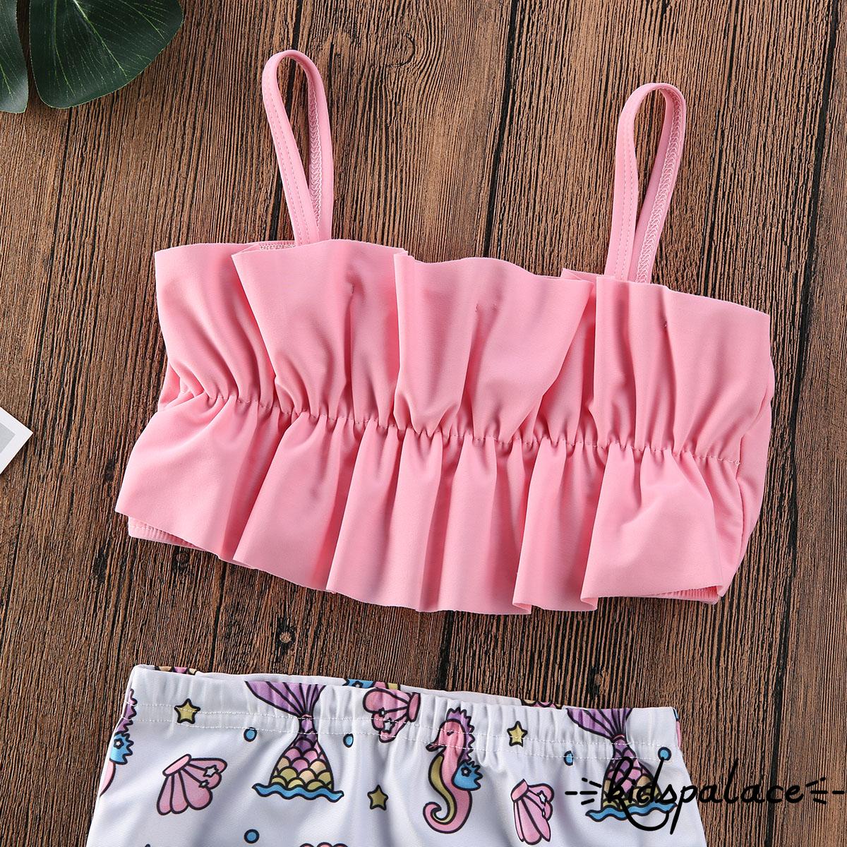 Set bikini hai mảnh in họa tiết hoạt hình dễ thương cho bé gái