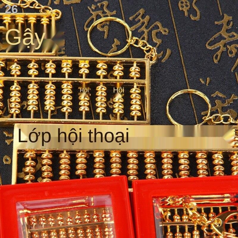 Mặt dây chuyền phong thủy đồng vàng nguyên chất Hợp kim bàn tính Ruyi lớn Trang trí nhỏ Móc khóay mắn