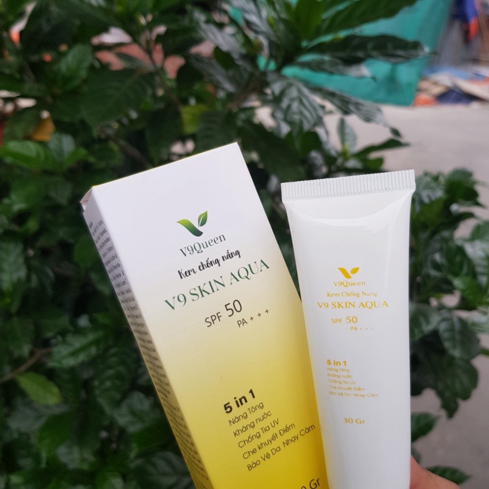 Kem chống nắng nâng tone V9Queen SPF50+ bảo vệ khỏi tia UV PA+++ V9 Skin Aqua 30g - 50g