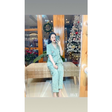 BỘ ĐỒ MẶC NHÀ PIJAMA CHẤT ĐŨI LỤA HOẠ TIẾT HOA NHÍ CAO CẤP
