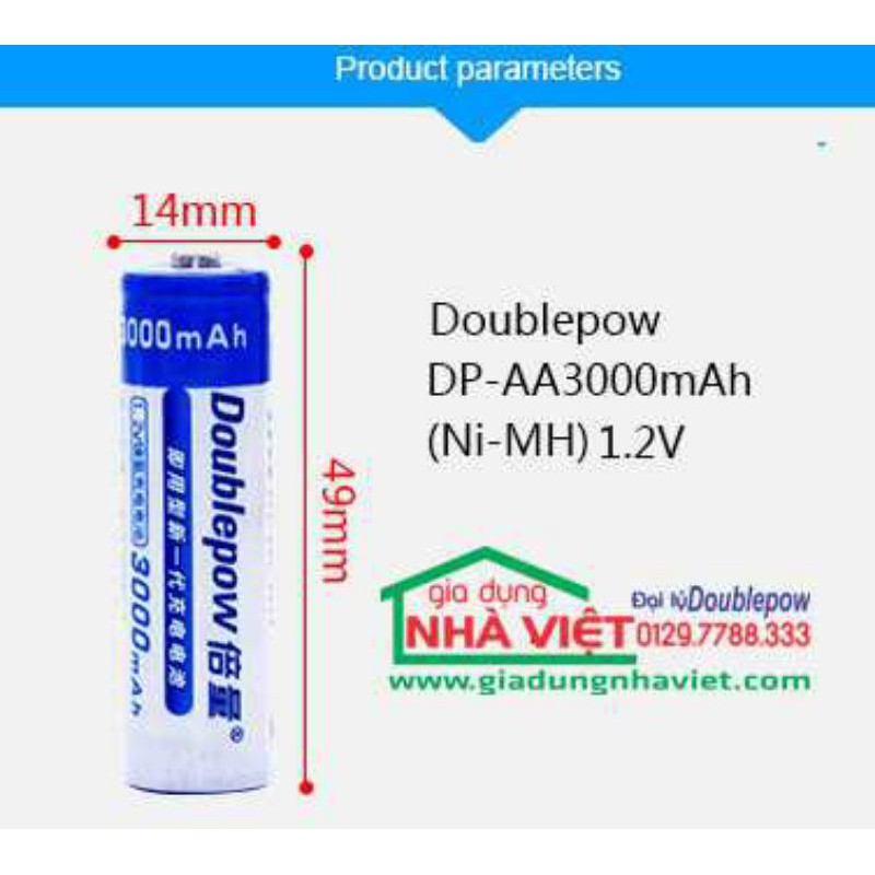 Bộ 2 viên Pin tiểu sạc Doublepow AA 3000mah
