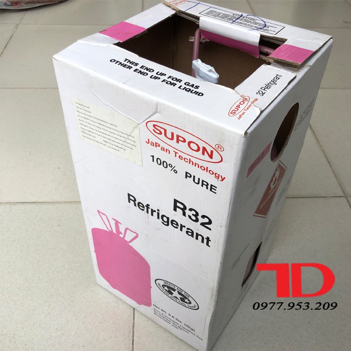 Môi chất lạnh gas lạnh điều hòa R32 Supon 3kg bình nhỏ - Điện Lạnh Thuận Dung