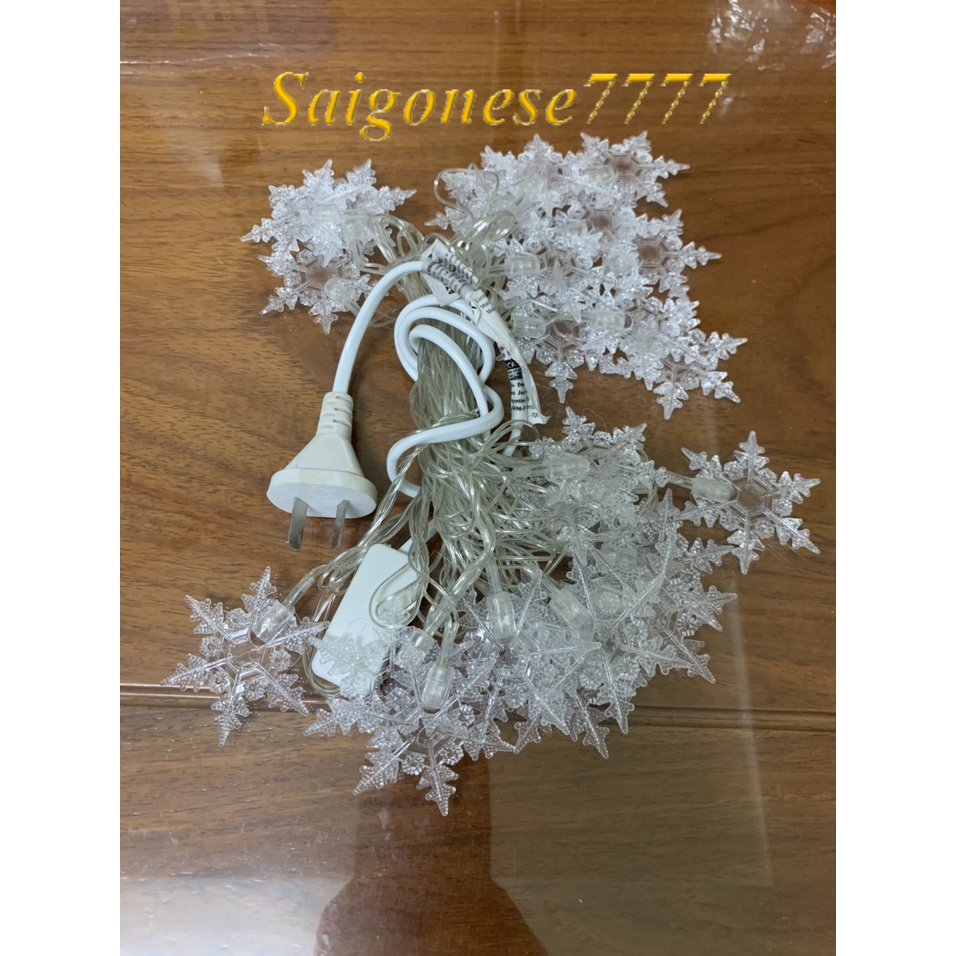 (Xài Pin/Cắm Điện) Dây Đèn Led Trang Trí Hình Bông Tuyết Decor Cây Thông Noel Christmas Snowflake String Lights