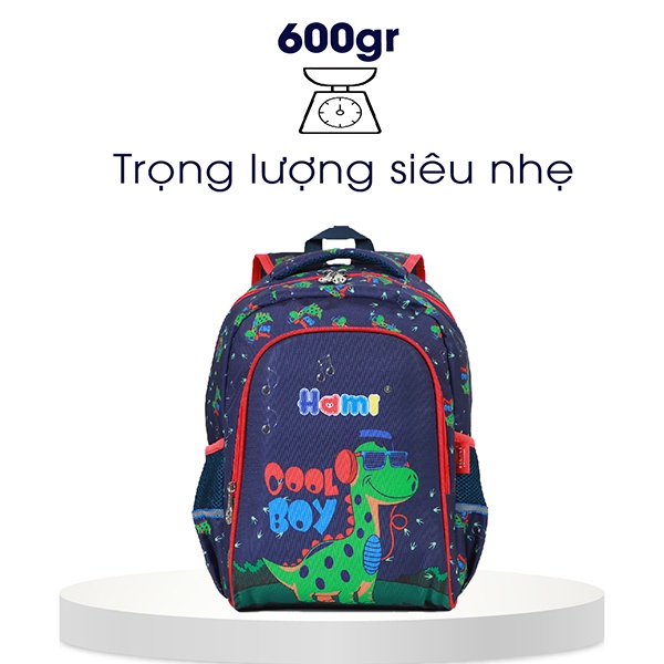 Balo học sinh chống gù Hami 1508 Khủng long, balo đi học cấp 1 cho bé trai siêu nhẹ, chống thấm nước