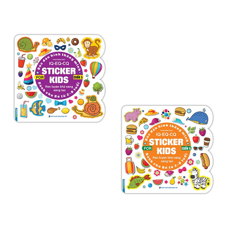 Sách-Combo 2c-Bóc dán hình thông minh IQ - EQ - CQ - Sticker for kids cuốn 5 và cuốn 6 (2-8t)