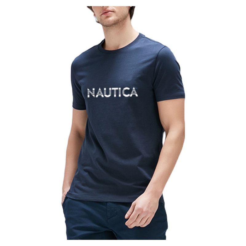 Áo Thun Nam Tay Ngắn Cổ Tròn In Hình Lá Cờ nautica 22SS Cá Tính