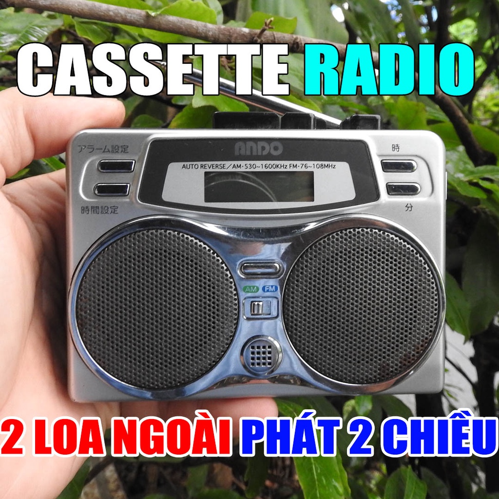 Máy nghe nhạc Cassette đài radio ANDO RC7-874D có 2 loa ngoài phát băng 2 chiều AM FM108 màn hình LCD tiện lợi