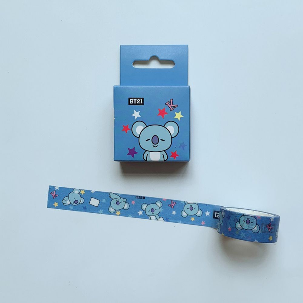 Cuộn Băng Keo Washi Không Độc Hại In Hình BT21 Dùng Trang Trí Sổ Tay