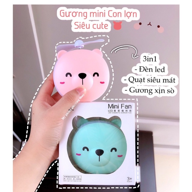 QUẠT MINI CẦM TAY HÌNH CON HEO ĐA NĂNG