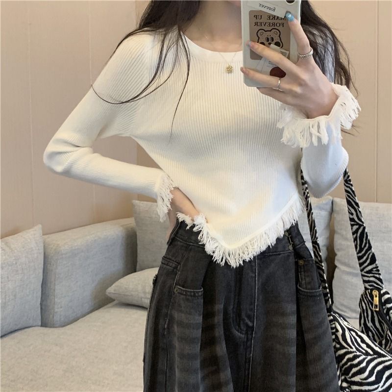 Áo Dệt Kim Dài Tay Cổ Tròn Thiết Kế Mới Thời Trang Mùa Thu Dành Cho Nữ